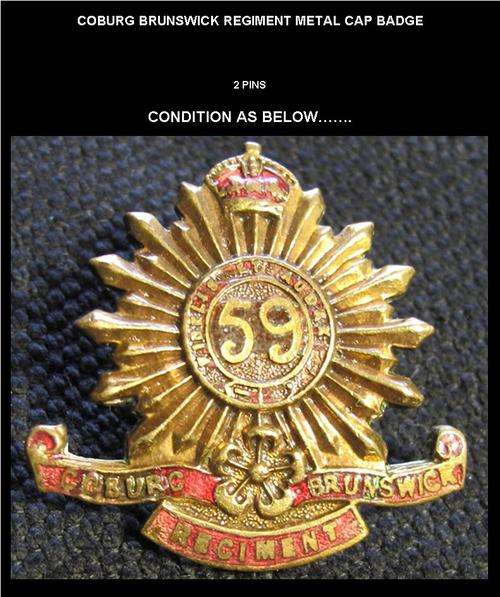 # COBURG BRUNSHWICK REGIMENT METAL CAP BADGE #