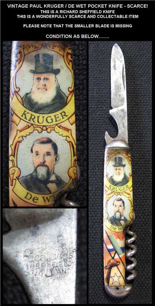 # VINTAGE PAUL KRUGER / DE WET POCKET KNIFE - SCARCE #