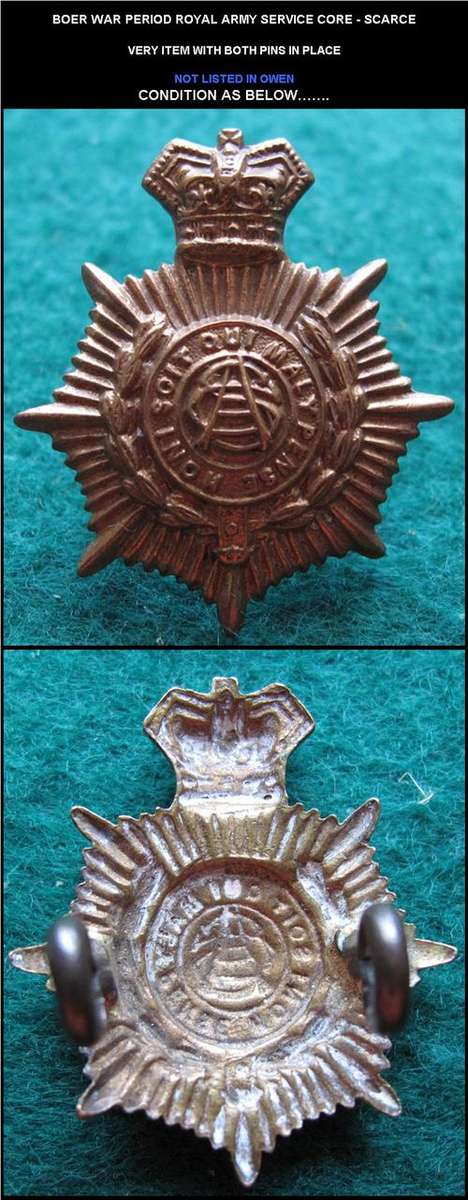 # BOER WAR PERIOD ROYAL ARMY SERVICE CORE - SCARCE #