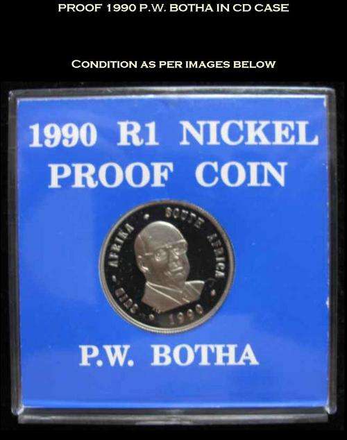 PROOF 1990 P.W. BOTHA R1 IN CD CASE AS ISSUED BY MINT