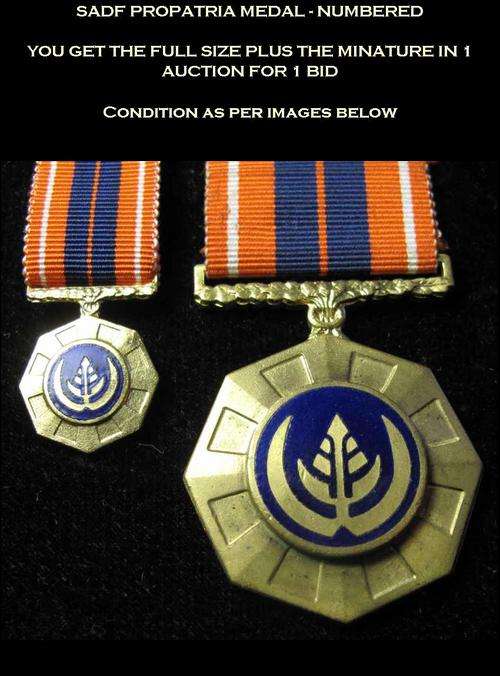 SADF PROPATRIA MEDAL SET - NUMBERED
