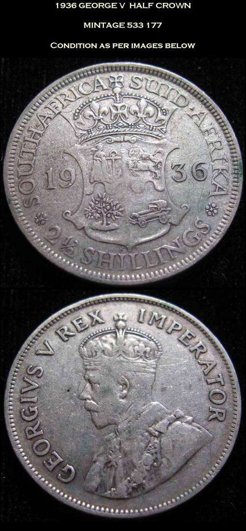 1936 GEORGE V HALF CROWN