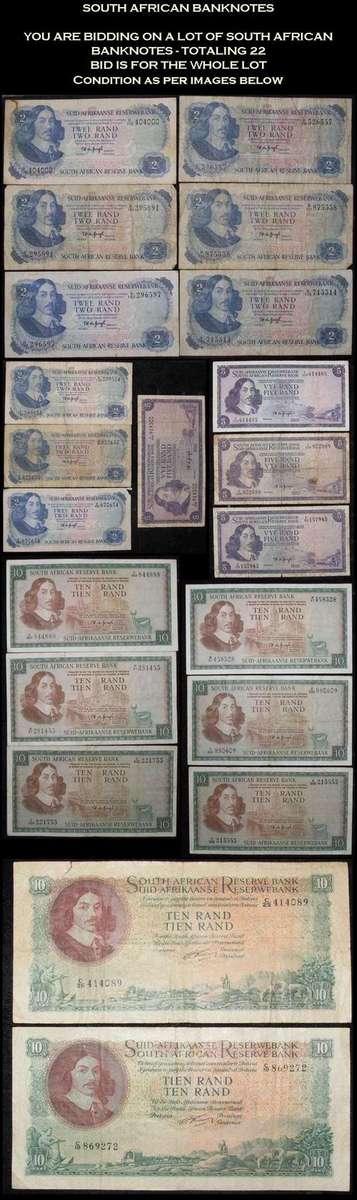 LARGE LOT OF OLD SOUTH AFRICAN BANKNOTES - 22 IN TOTAL