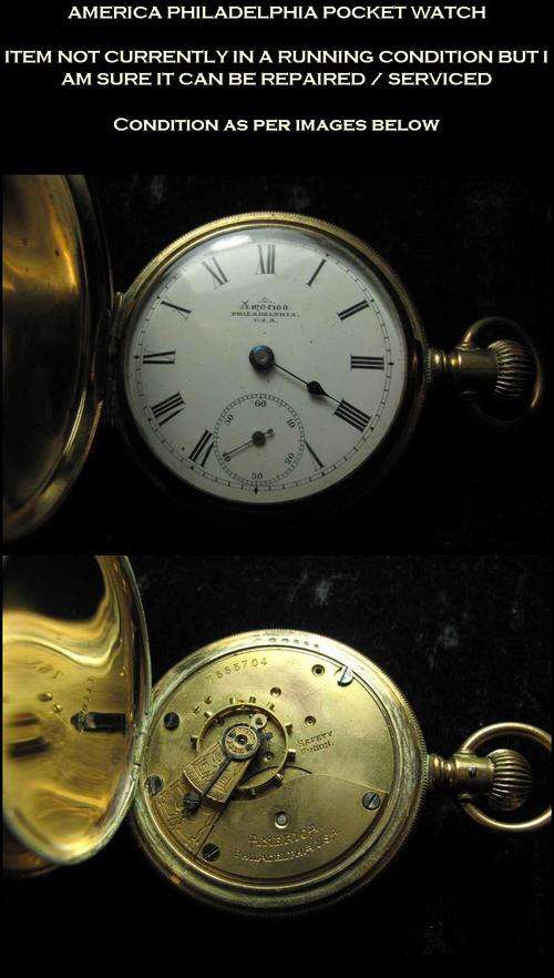 Beautiful Vintage Brass Pocket Watch - America Philidelphia