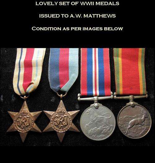LOVELY SET OF WWII MEDALS