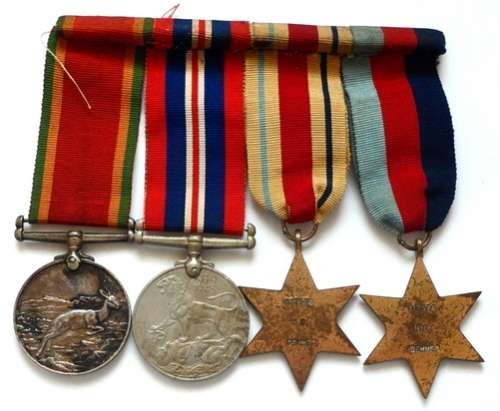 WORLD WAR 2 SET 4FULL SIZE 1939-45 STAR, AFRICA STAR, 1939-45 WAR MEDAL AND AFRICA SERVICE MEDAL - N