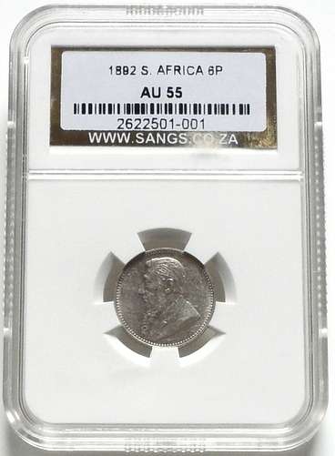 1892 ZAR 6 PENCE SANGS AU55