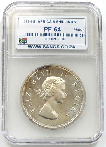 1954 5 SHILLING SANGS PF64