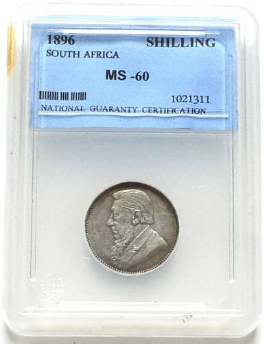 1896 ZAR SHILLING MS60 NATIONAL GUARANTY CERTIFICATION