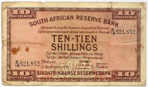 1934 J POSTMUS 10 SHILLINGS **ONLY ISSUE**