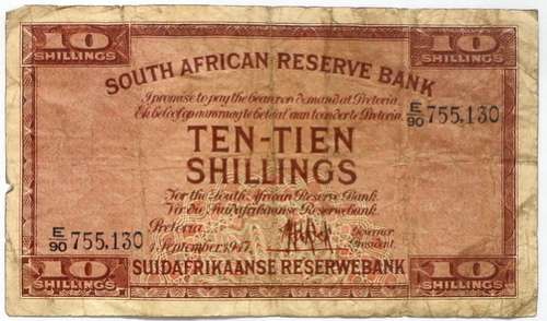 M H DE KOCK 1947 10 SHILLINGS FIRST ISSUE FILLER