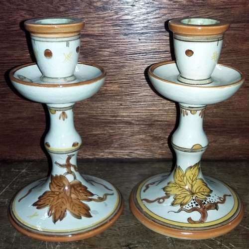 PAIR GOUDA CANDLESTICKS HEIGHT 150MM ACROSS BASE 90 MM