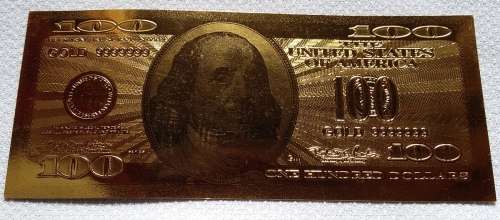 GOLD BANKNOTE -999 24K UNITED STATES 100 DOLLARS