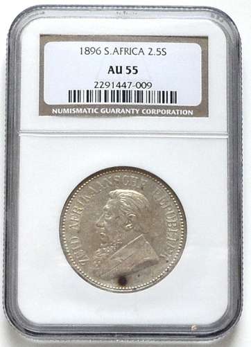 1896 ZAR 2.5 SHILLINGS NGC AU55