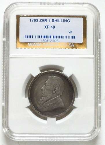 1893 ZAR 2 SHILLINGS SANGS XF40VF
