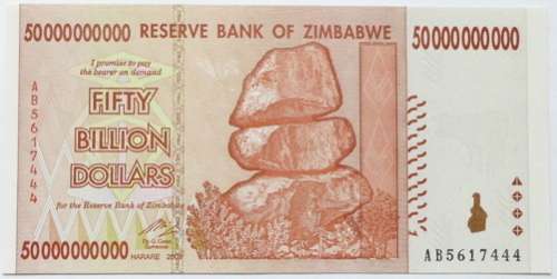 ZIMBABWE 2008 50 BILLION DOLLARS UNC