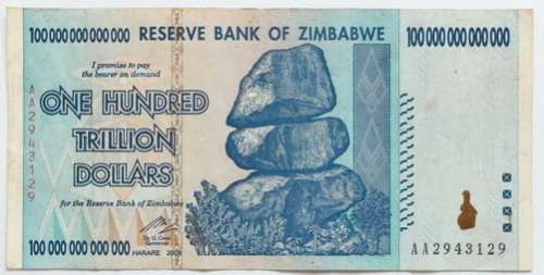 ZIMBABWE 100 TRILLION DOLLARS AA