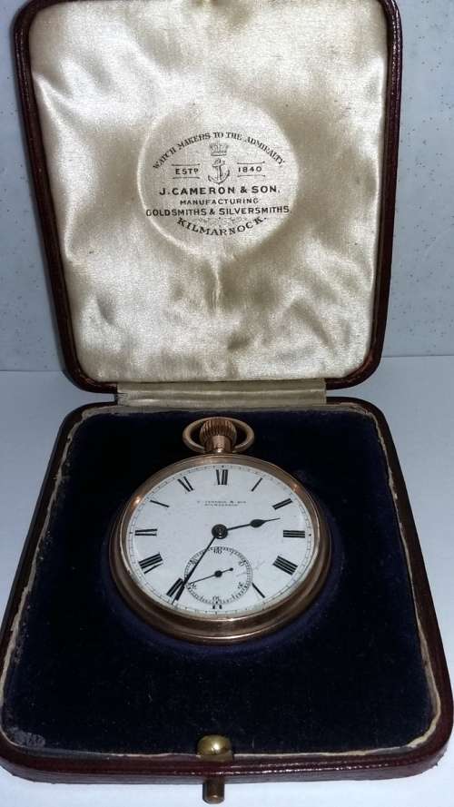 1915 JCAMERON + SON POCKET WATCH KILMARNOCK WORKING 48MM BOXED