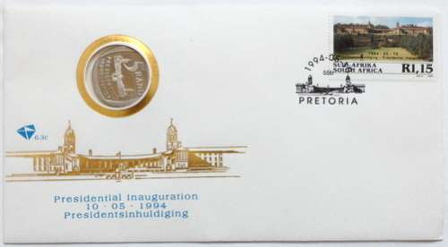 MANDELA 1994 FDC 6.3 C PRESIDENTIAL INAUGURATION PROOF R5 COIN