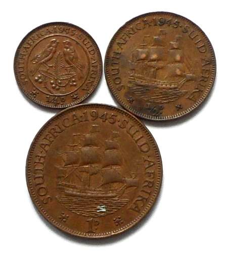 1945 1/4 PENNY + 1/2 PENNY + PENNY (3 COINS)