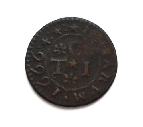 1666 AD HIS HALF PENNY CUTLER 1V TRADE TOKEN