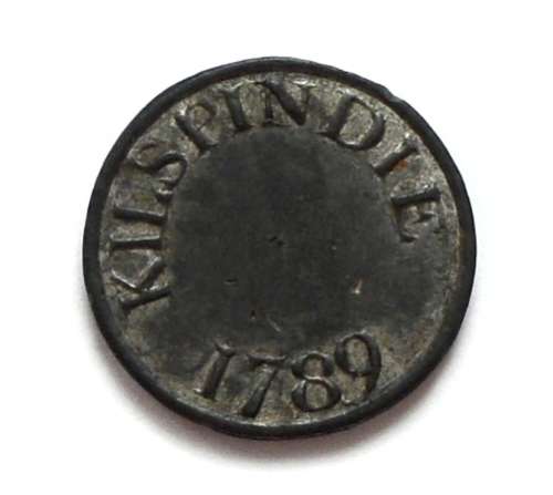 1789 SCOTTISH COMMUNION TOKEN KILSPINDIE + RATI PERTHSHIRE 27 MM