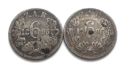 1895 + 1896 ZAR 6 PENCE (2 COINS)