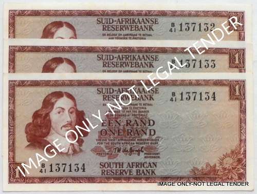 T W DE JONGH 1973  RAND 3 NOTES SEQUENCE