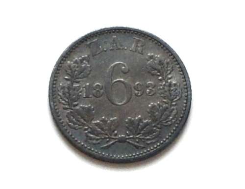 ZAR 1893 SIXPENCE