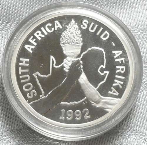 1992 **SILVER** 1 OUNCE 2 RANDPROOF BARCELONA OLYMPICS