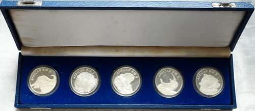 2000 EDITION AFRICAN BIG FIVE "FINE SILVER SET GOLD REEF CITY MINT