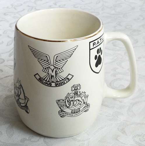 RHODESIA REGIMENTS SELOUS SCOUTS, AIR FORCE ETC MUG 115MM
