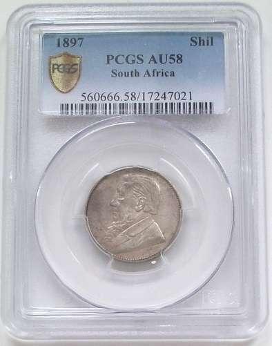 ZAR 1897 SHILLING PCGS AU58