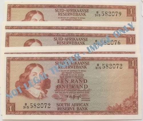 T W DE JONGH 1973 2ND ISSUE EF RAND (8 NOTES SEQUENCE) **BID PER NOTE**