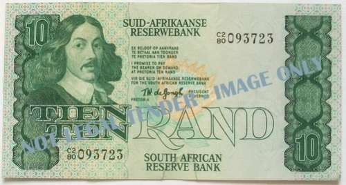 T W DE JONGH 1978 4TH ISSUE  10  RAND