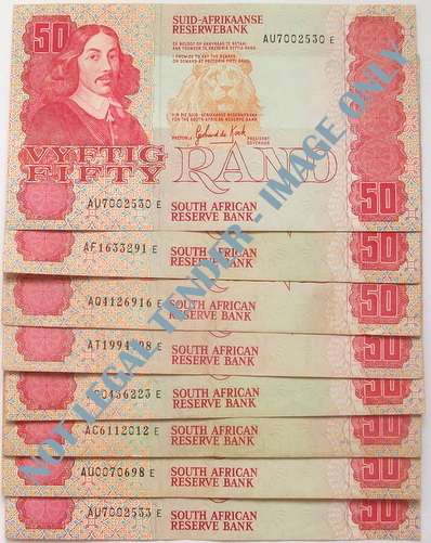 G P C DE KOCK 50 RAND (8 NOTES) **BID PER NOTE**