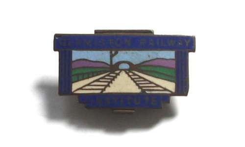 GERMISTON RAILWAY INSTITUTE ENAMEL BUTTON BADGE 1.5 X 3 CM