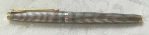 PARKER 75 STERLING SILVER FOUNTAIN PEN 14K GOLD NIB U.S.A. - CONDITION SEE PHOTOS