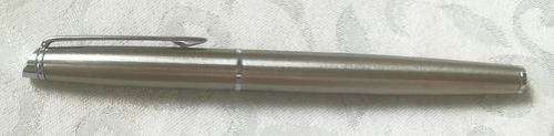 WATERMAN FOUNTAIN PEN "SATIN BRUSHED STAINLESS STEEL FINISH"-CONDITION SEE PHOTOS