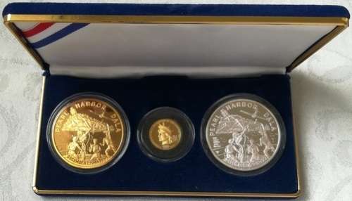 **PROOF** OFFICIAL PEARL HARBOUR GOLD SET 1991 "5OTH ANNIVERSARY"