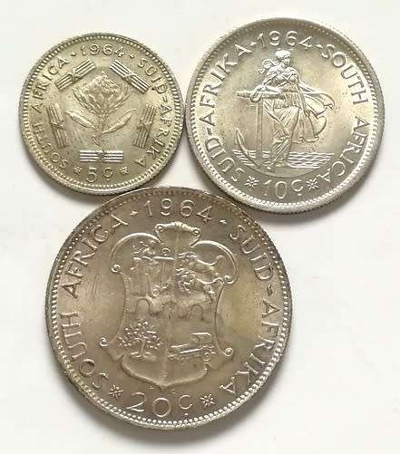 REPUBLIC 1964 **SILVER** 5 + 10 + 20 CENTS (3 COINS)