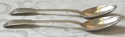 STERLING SILVER EDINBURGH 1828 PAIR TEA SPOONS 31.6 G 140MM