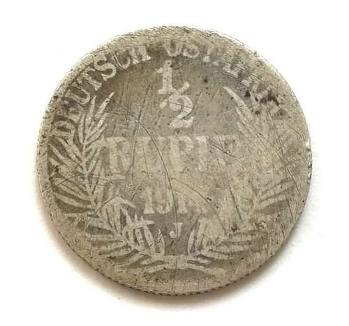 GERMAN EAST AFRICA 1914 J HALF RUPEE **SILVER**