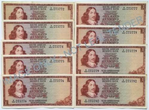 T W DE JONGH RAND 1975 3RD ISSUE (9 NOTES) **BID PER NOTE**