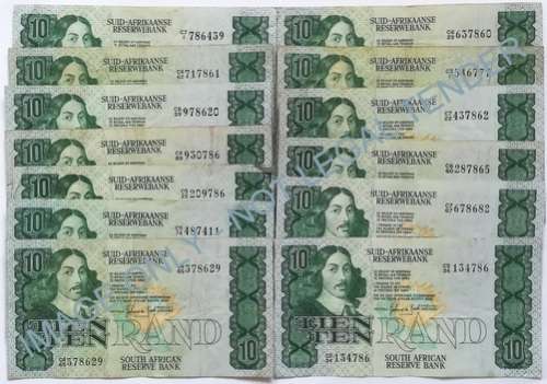 G P C DE KOCK 10 RAND 2ND ISSUE (12 NOTES)** BID PER NOTE**