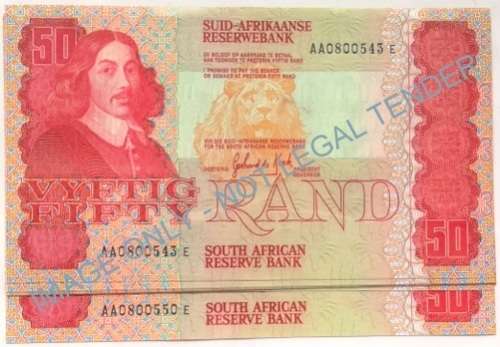 GERHARD DE KOCK 50 RAND EF+ (8 NOTES SEQUENCE) **BID PER NOTE**