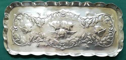 STERLING SILVER **REYNOLDS ANGELS** TRAY 135 GRAMS 235 X 109MM LONDON 1902