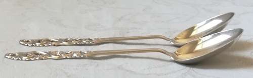 830S SILVER NORWEGIAN "BRODRENE MYLIUS" 2 X COFFEE SPOONS 115MM 20.56 GRAMS