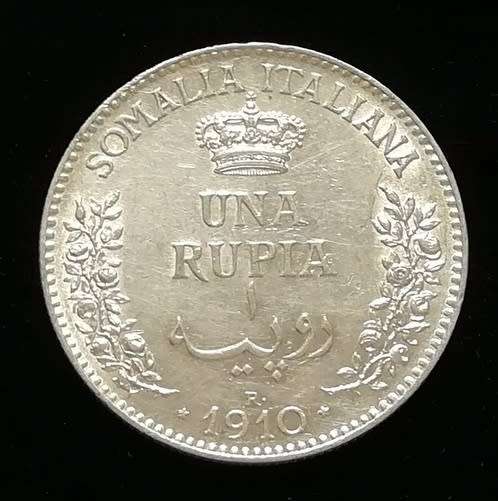 ITALIAN SOMALILAND SILVER 1910R RUPIA **EXCELLENT**