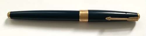 VINTAGE 1950'S PARKER SUPER DUOFOLD, BLUE + GOLD, 14K NIB ENGLAND FOUNTAIN PEN